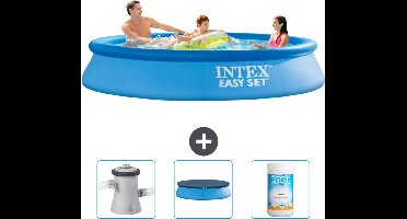 Intex Rond Opblaasbaar Easy Set Zwembad - 305 x 61 cm - Blauw - Inclusief Zwembadfilterpomp - Afdekzeil - Chloor