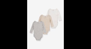 Set van 3 body's baby biologisch katoen lange mouwen beige