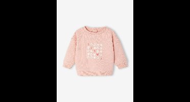 Baby sweater met bedrukte boodschap roze (poederkleur)