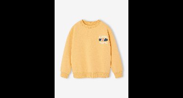 Sweater met ronde hals voor jongens met lange mouwen pastelgeel