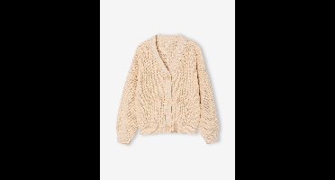 Meisjesvestje van kabeltricot vanille