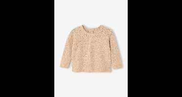 Trui baby meisjes gebreide trui met ajour gemêleerd beige