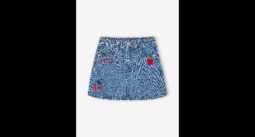Jeans rok voor meisjes met borduursel middenblauw