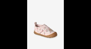 Stoffen sloffen met klittenband en print voor baby roze, bedrukt