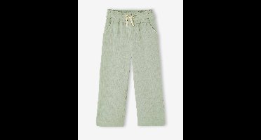 Wijde broek van katoengaas groengrijs