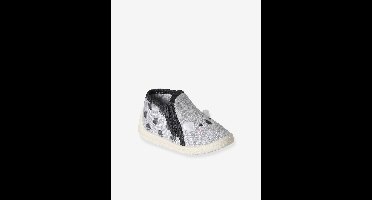 Canvas sloffen met rits voor baby's grijs, bedrukt