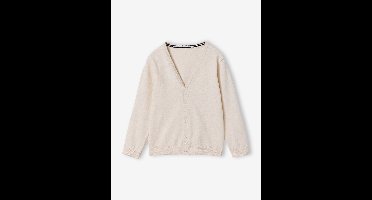 Gebreid vest met V-hals BASICS gemêleerd wit