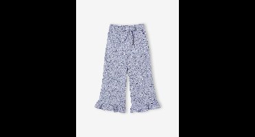 Korte broek voor meisjes met ruches van katoenen gaas blauw, bedrukt