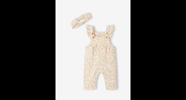 Fleece romper + hoofdband baby ecru