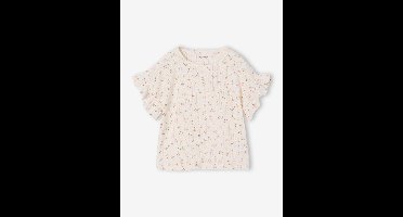 T-shirt voor meisjes van pointelle tricot ecru