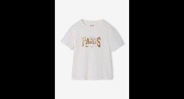 T-shirt voor meisjes met print en korte mouwen ecru