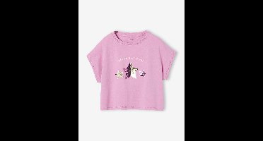 T-shirt voor meisjes met paillettenmotieven lila