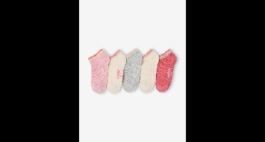 Set van 5 paar meisjessokken in geribd tricot ecru
