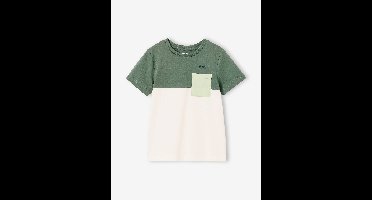 Colorblock jongensshirt met korte mouwen engels groen