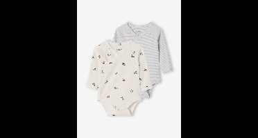 Set van 2 body's baby lange mouwen van biologisch katoen hemelsblauw