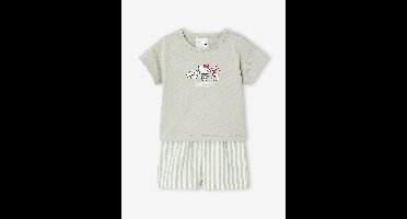 HELLO KITTY set T-shirt en short groen, gestreept