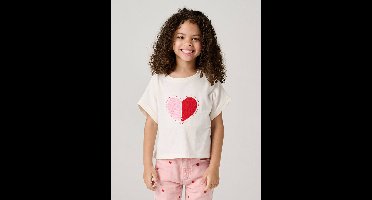 T-shirt voor meisjes met paillettenmotieven ecru