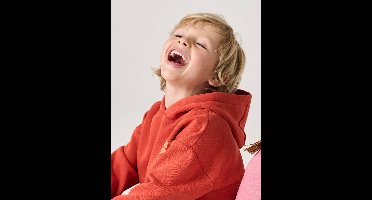 Sweater met capuchon en motief op de borst Basics jongens sinaasappel