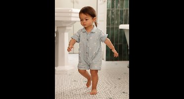 Denim combishort babymeisjes gebleekt denim