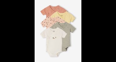 Set van 5 body's met korte mouwen met bloemenprint rozen