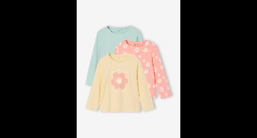Set van 3 BASICS meisjesshirts met lange mouwen grijsblauw