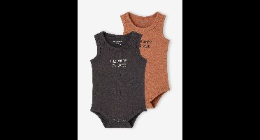 Set van 2 body's voor jongens van biologisch katoen antraciet