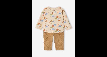 Babyset baby jongen T-shirt broek beige, bedrukt