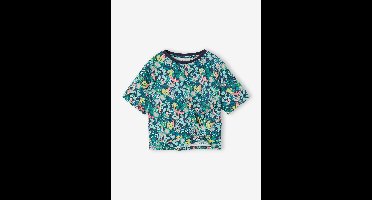 T-shirt met korte tropische mouwen met knoop marineblauw