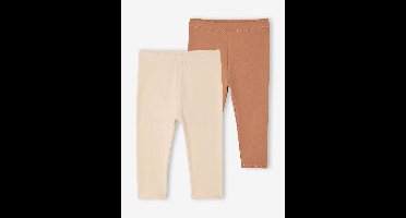 Set van 2 lange baby-leggings meisje pecannoot