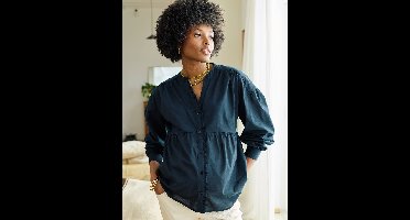 Ruime blouse voor zwangerschap en borstvoeding zwart