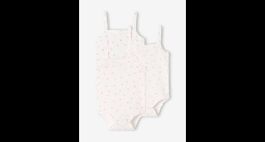 Set van 3 body's voor meisjes met bretels van biologisch katoen ecru