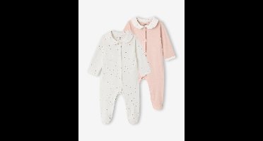 Set van 2 pyjama's baby biologisch katoen rozen