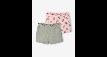 Set van 2 meisjesshorts blauwgroen