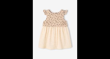 Jurk voor babymeisjes van twee materialen vanille