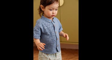 Hemd voor babyjongens van katoenen gaas jeansblauw