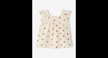 Mouwloze bedrukte blouse ecru