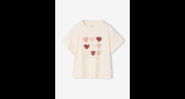 T-shirt met korte mouwen met hartjes ecru