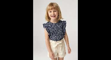 T-shirt met korte mouwen en ruches voor meisjes marineblauw