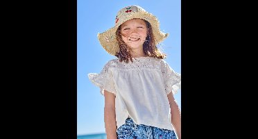 T-shirt meisjes met geborduurde details ecru