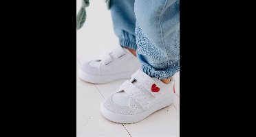 Stoffen tennisschoenen met klittenband voor babymeisjes wit