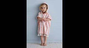 Personaliseerbare gestreepte baby-badponcho roze