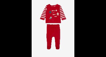Fluwelen babypyjama in 2 delen voor Kerstmis baksteenrood