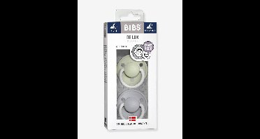 Set van 2 BIBS De Lux siliconen spenen amandelgroen + wolkengrijs