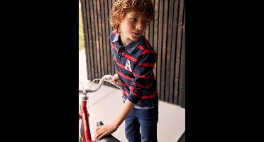 Gestreepte polo jongens effect 2-in-1 rood gestreept