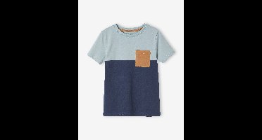 Colorblock jongensshirt met korte mouwen leisteen