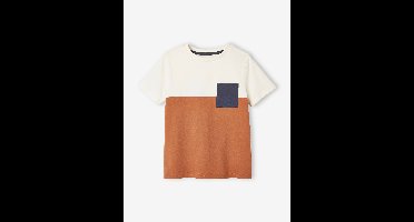 Colorblock jongensshirt met korte mouwen oranje