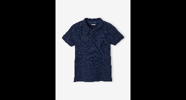 Poloshirt met korte mouwen voor jongens met borduurwerk op de borst marineblauw