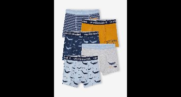 Set van 5 Oeko-Tex® stretch jongensboxers walvissen set blauw