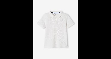 Poloshirt met korte mouwen voor jongens met borduurwerk op de borst wit