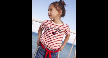 Gestreept t-shirt met paillettenhartje voor meisjes gestreept ecru